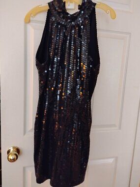 Robert Anthony Black Sequin Halter Bodycon Mini Dress, Homecoming, Party, 12P